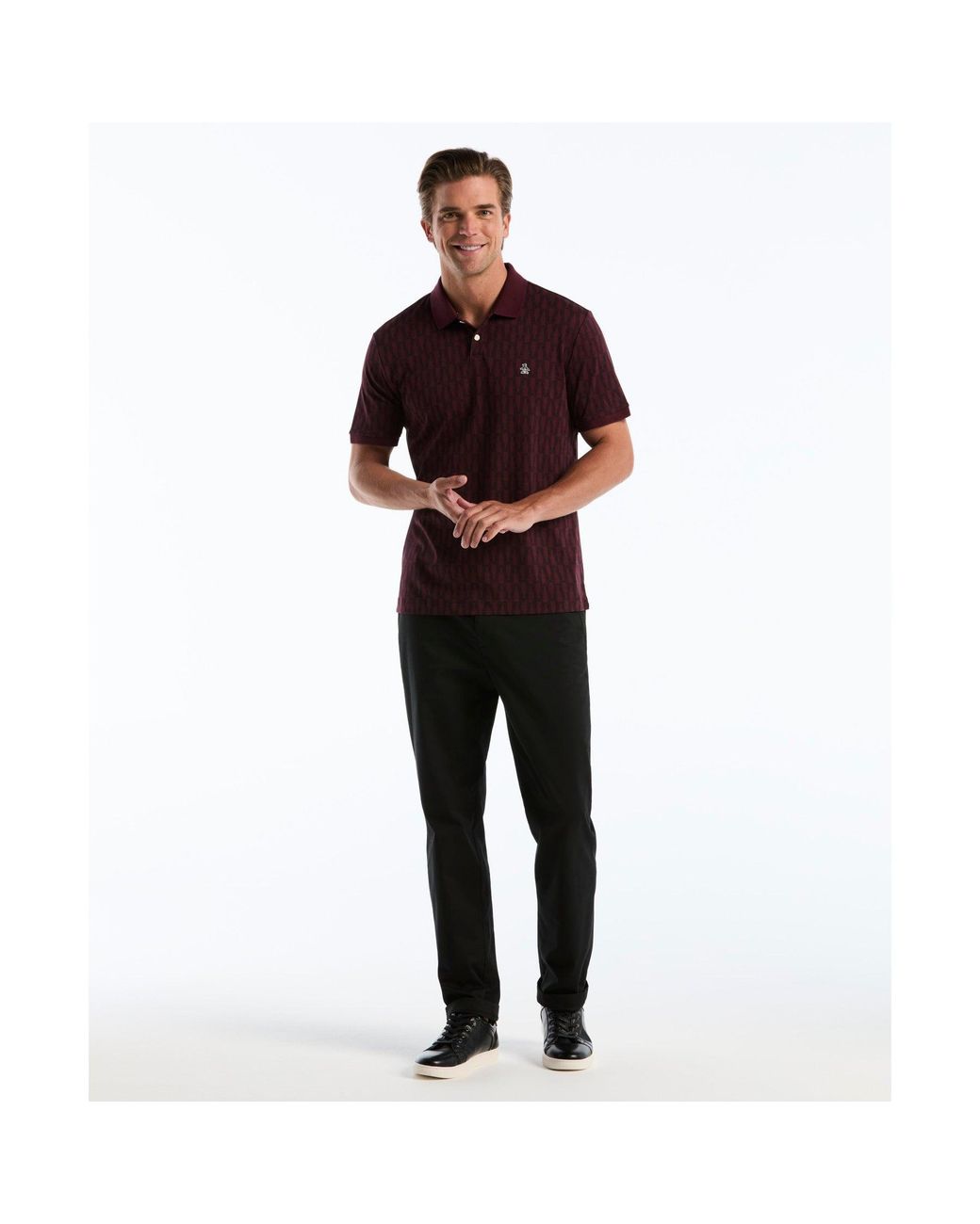 Original Penguin Red Bottles Print Polo In Port Royale for men