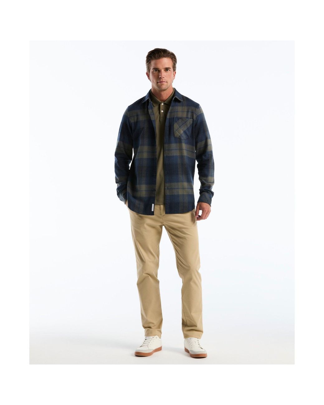 Original Penguin Blue Lightweight Plaid Flannel Shirt In Sargasso Sea for men