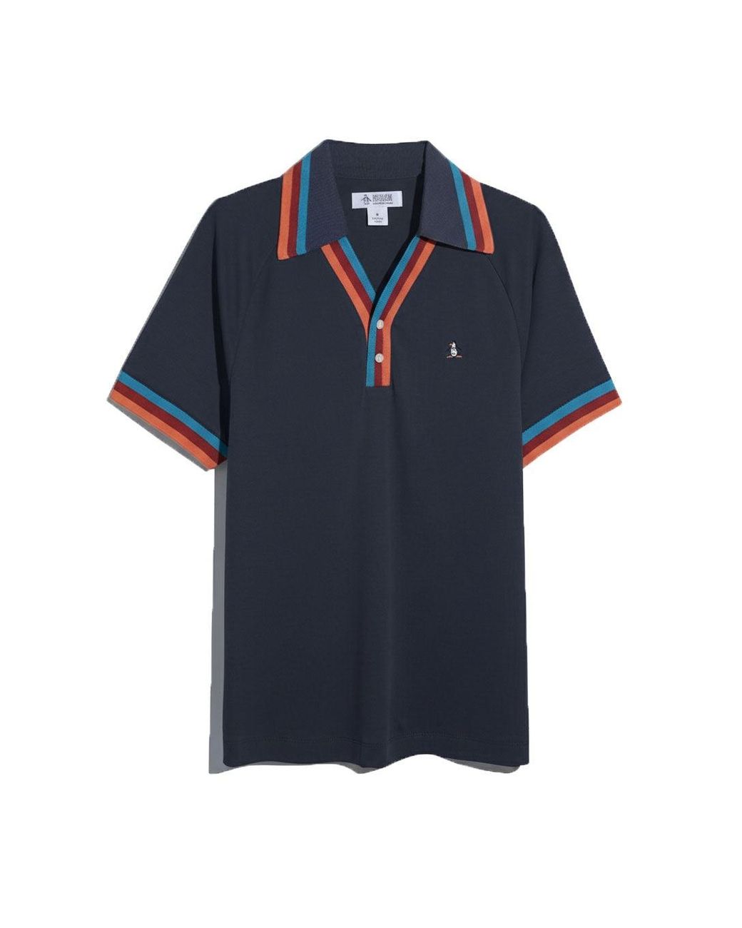 Original Penguin Black Icons Rib Placket Polo In Dark Sapphire for men