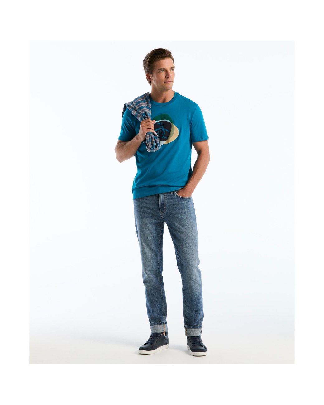 Original Penguin Blue Hd Pete Graphic T-shirt In Turkish Tile for men