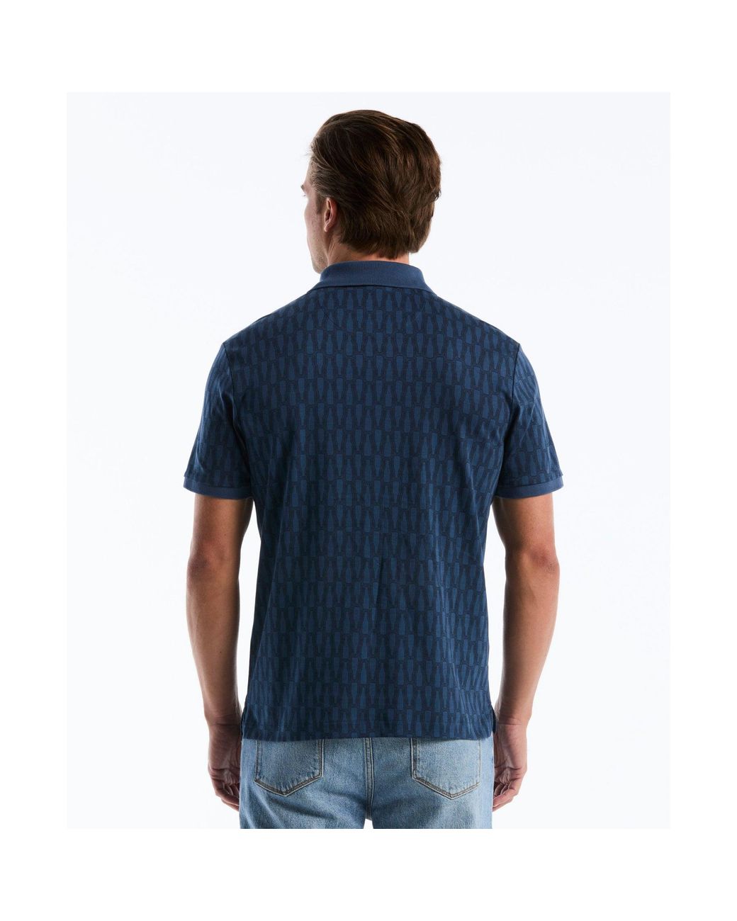 Original Penguin Blue Bottles Print Polo In Sargasso Sea for men