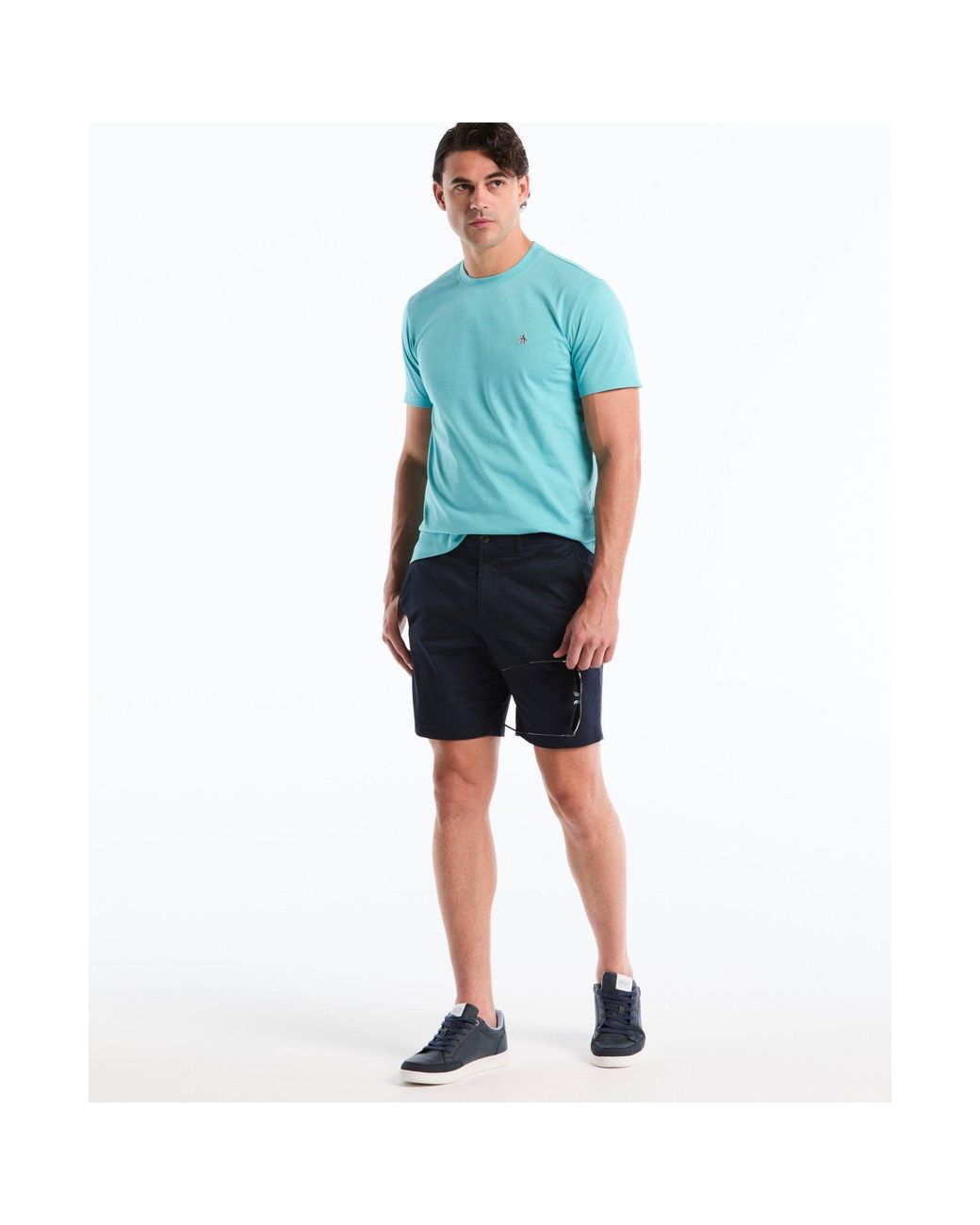 Original Penguin Blue Sticker Pete Logo T-shirt In Aquarelle for men