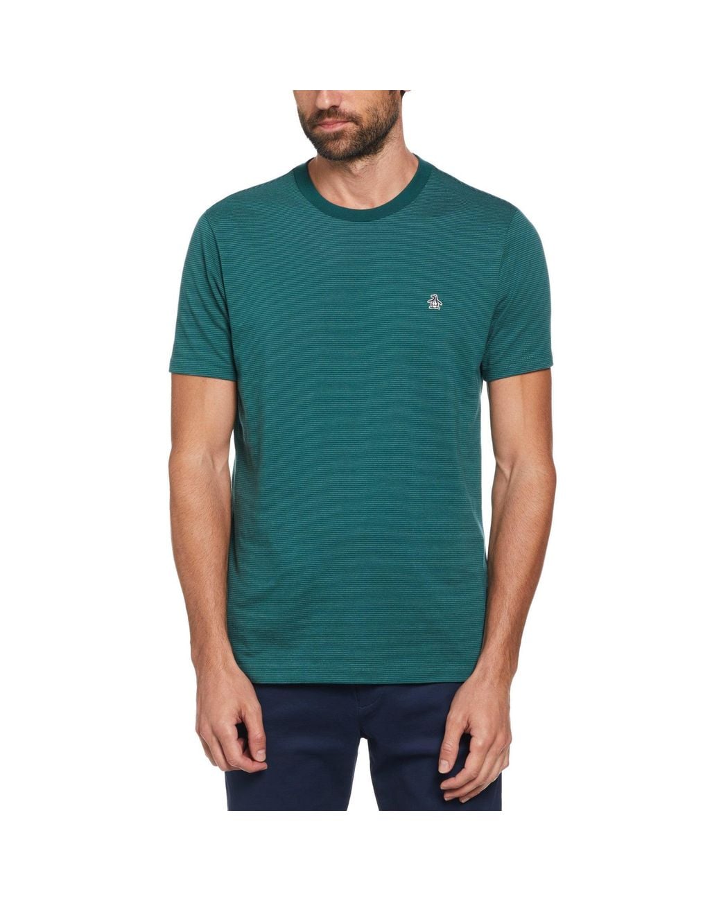 Original Penguin Green Micro Stripe T-shirt In June Bug for men