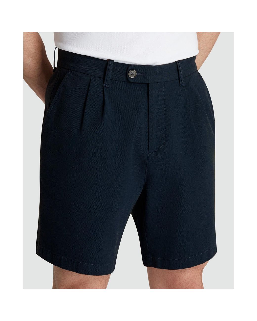 Original Penguin Blue 7" Pleated Shorts In Dark Sapphire for men
