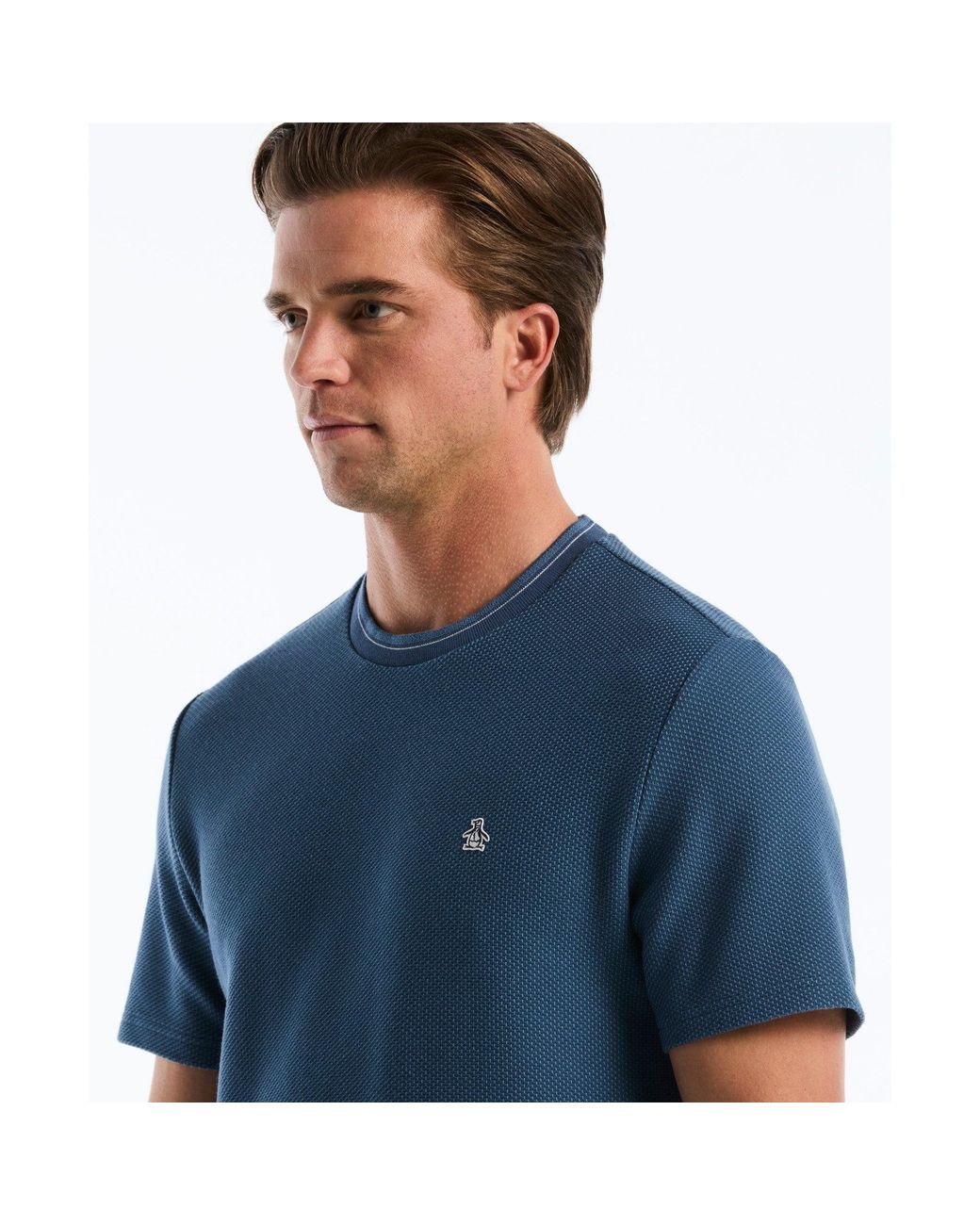 Original Penguin Blue Tonal Tipped Pique T-shirt In Sargasso Sea for men