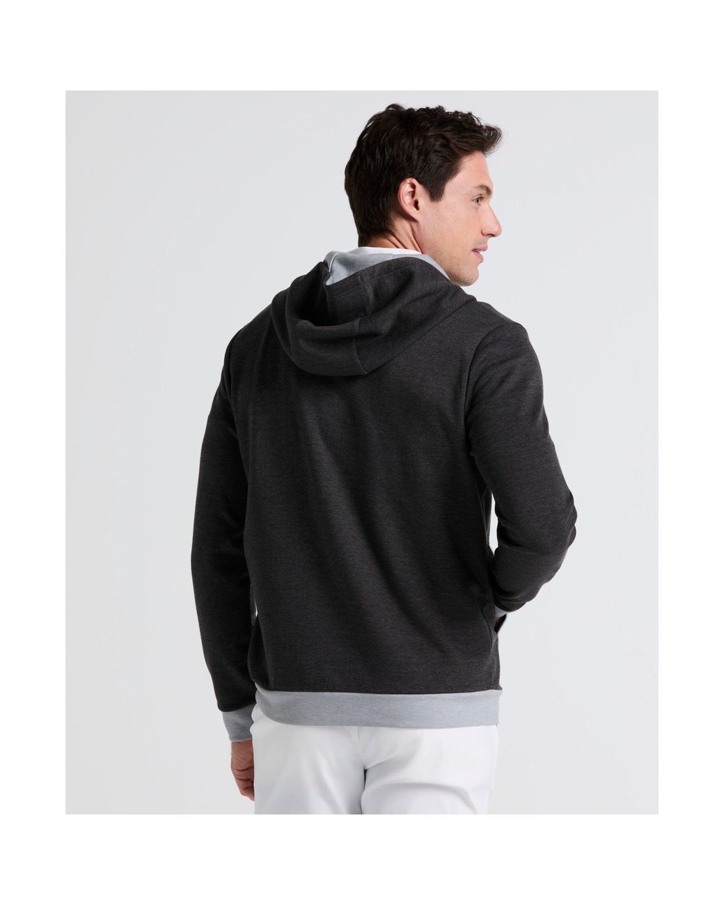Original Penguin Gray Earl Colour Block Golf Hoodie In Dark Caviar Heather for men
