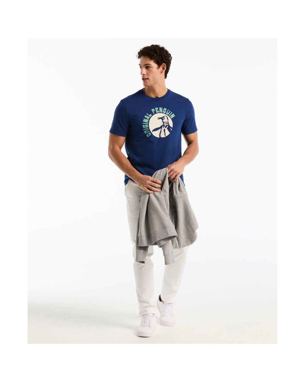 Original Penguin Logo Pete Graphic T-shirt In Blue Depths for men