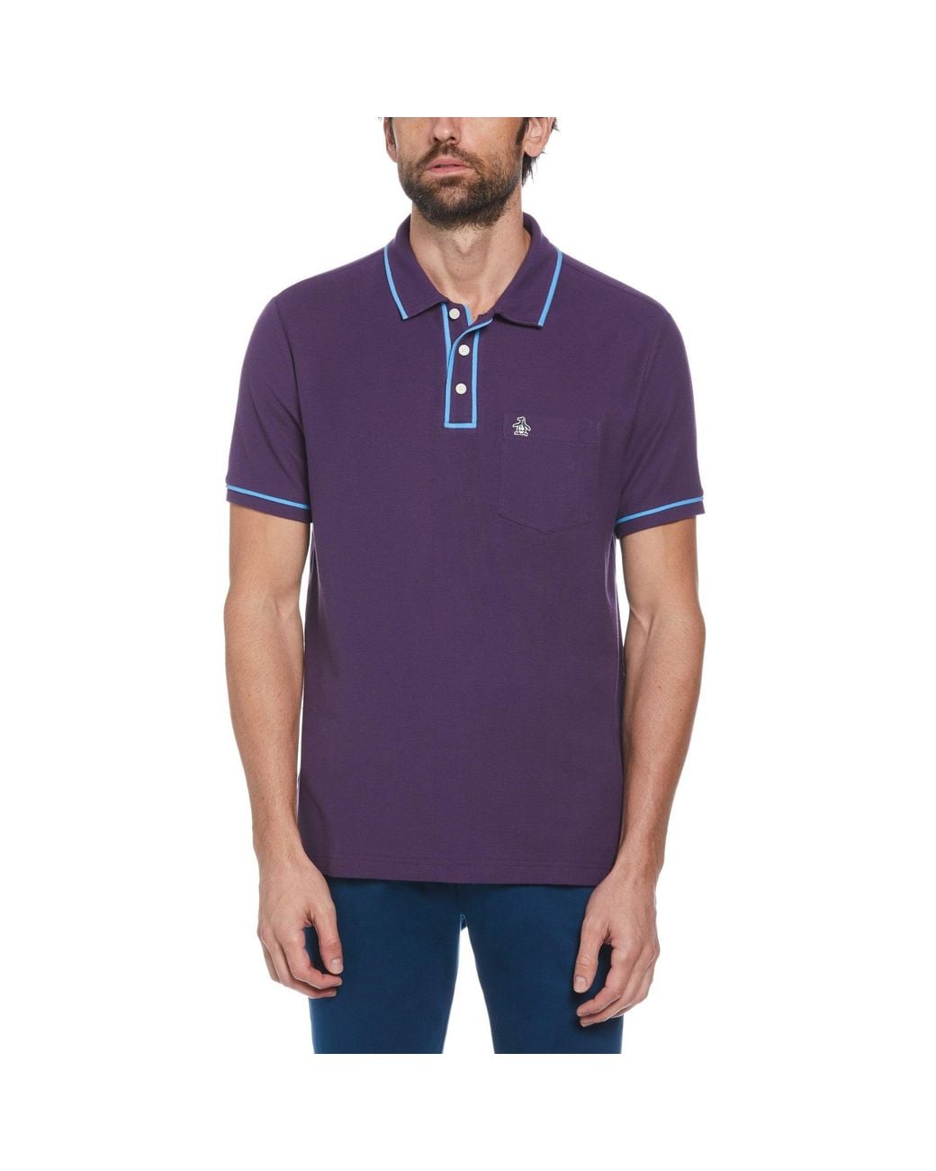 Original Penguin Purple Earl Organic Cotton Polo Shirt In Grape for men