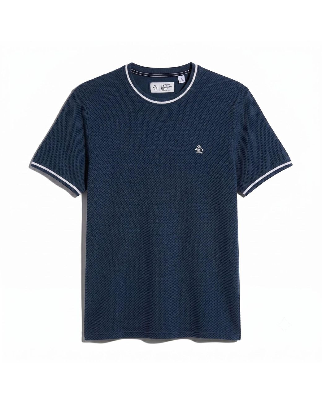 Original Penguin Blue Jacquard Honeycomb Texture T-shirt In Sargasso Sea for men