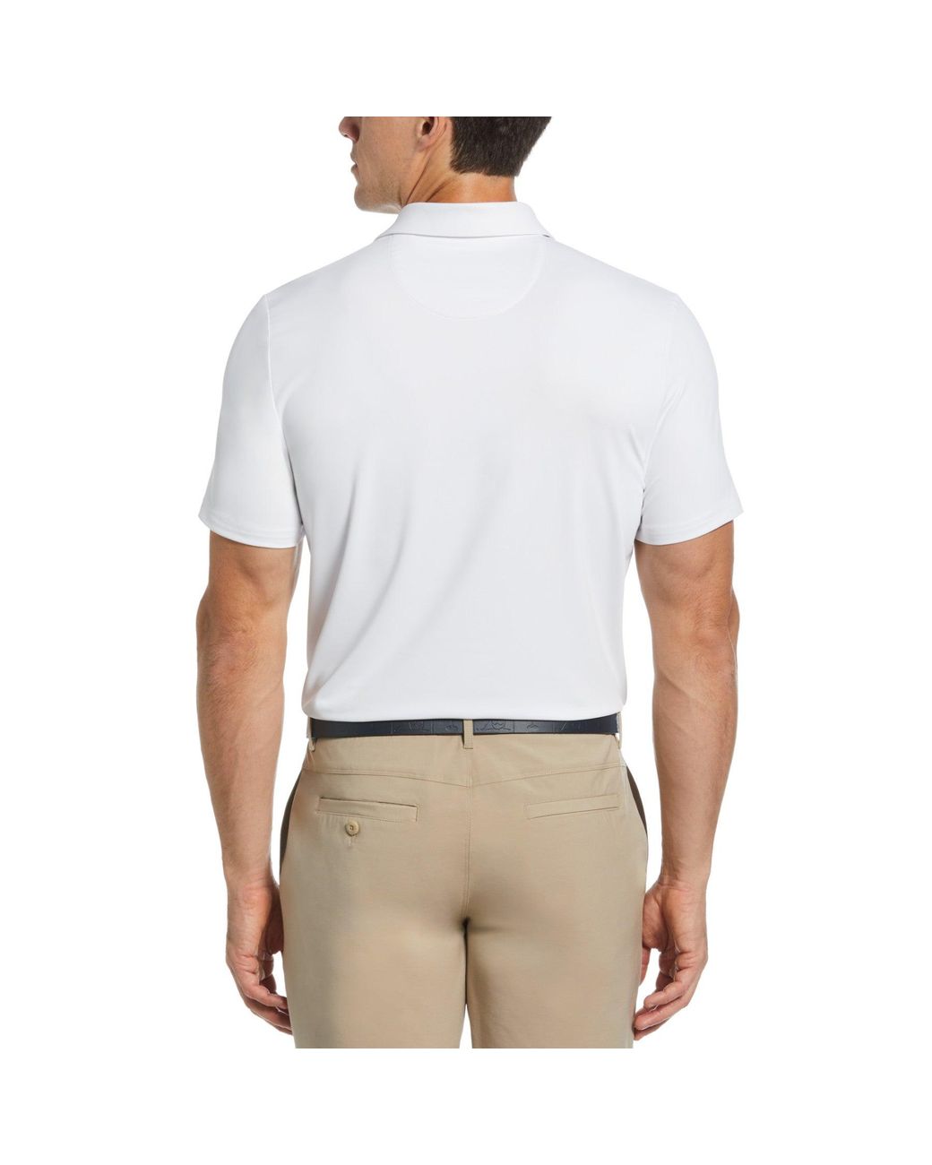 Original Penguin Got Game Engineered Stripe Printed Golf Polo Shirt In Bright White for men