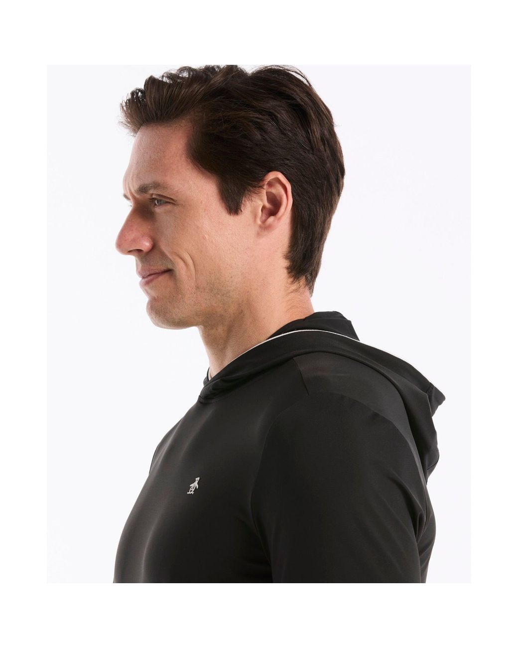 Original Penguin Black Performance Earl Golf Hoodie In Caviar for men