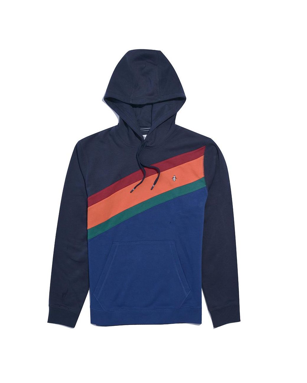 Original Penguin Blue Icons Asymmetrical Colourblock Hoodie In Dark Sapphire for men