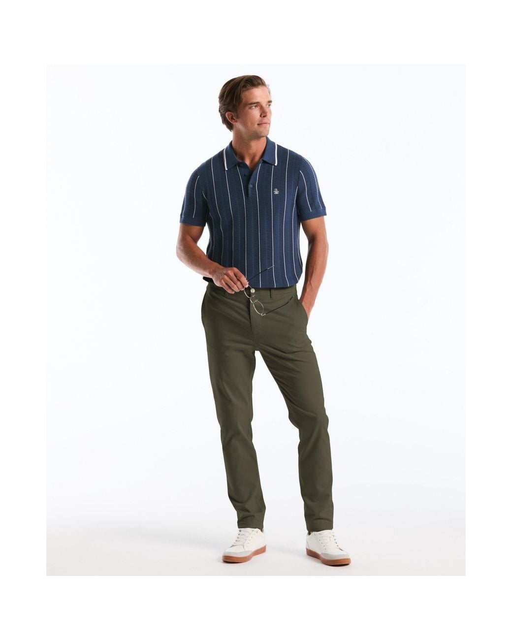 Original Penguin Blue Slim Fit Chinos In Dusty Olive for men