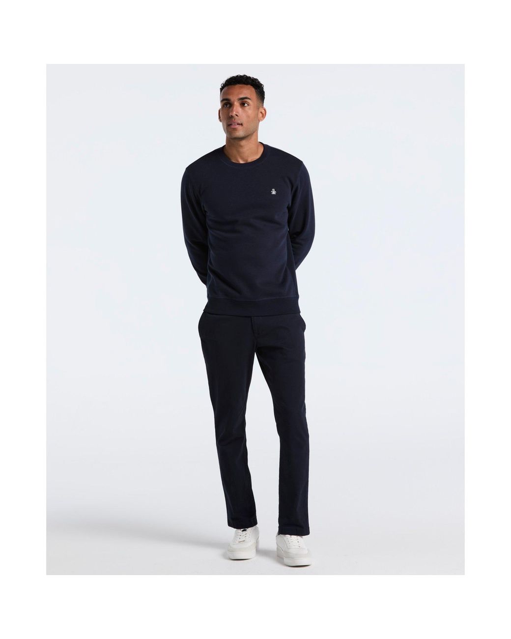 Original Penguin Blue Sticker Pete Sweatshirt In Dark Sapphire for men