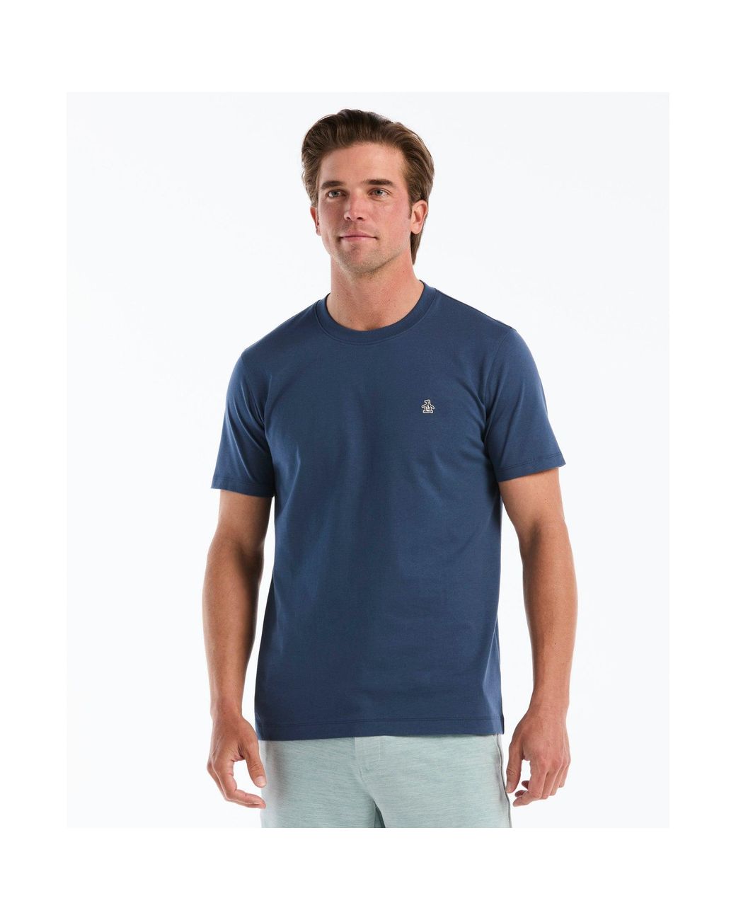 Original Penguin Blue Sticker Pete Logo T-shirt In Sargasso Sea for men