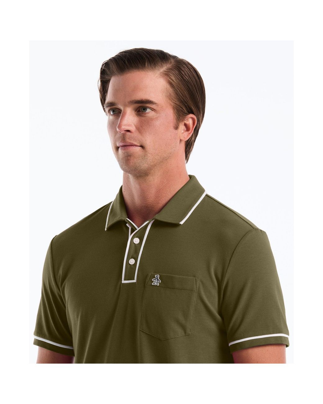 Original Penguin Green Earl Pique Polo In Dusty Olive for men
