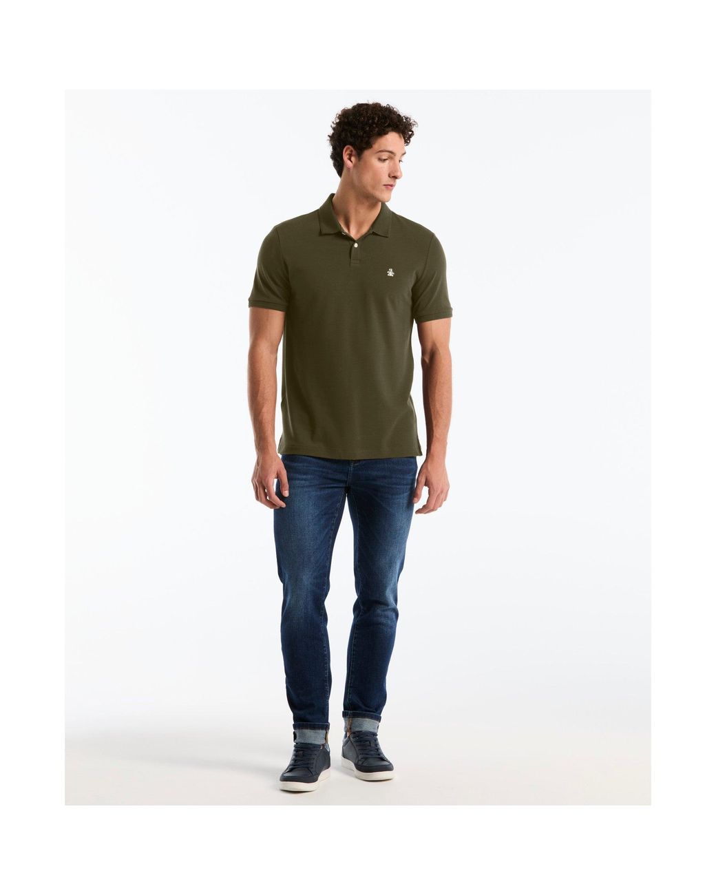 Original Penguin Green Daddy Pique Polo In Dusty Olive for men