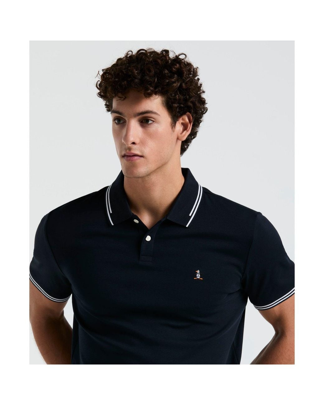 Original Penguin Blue Icons Tipped Polo Shirt In Dark Sapphire for men