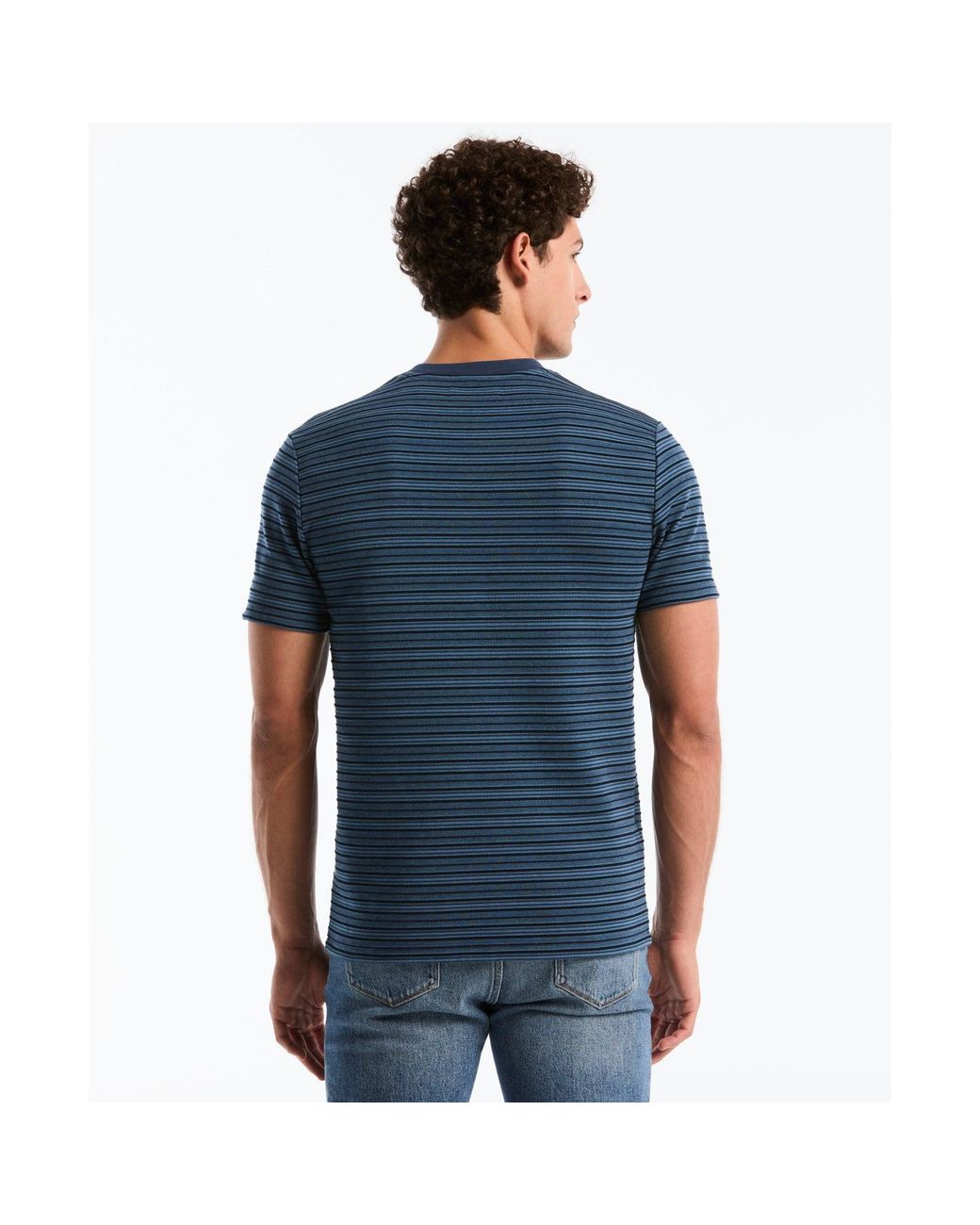 Original Penguin Blue Raised Ottoman Stripe T-shirt In Sargasso Sea for men