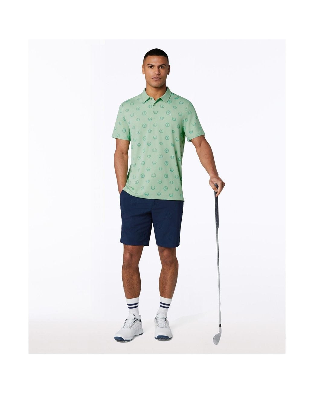 Original Penguin Green Victory Crest Golf Polo In Lichen for men