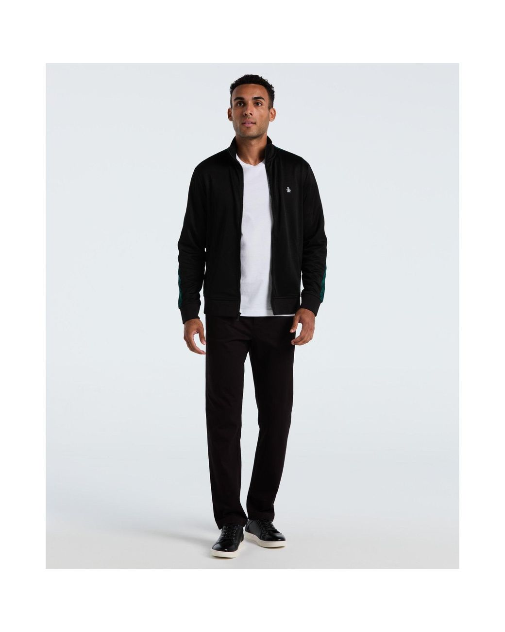 Original Penguin Double Knit Track Jacket In True Black for men