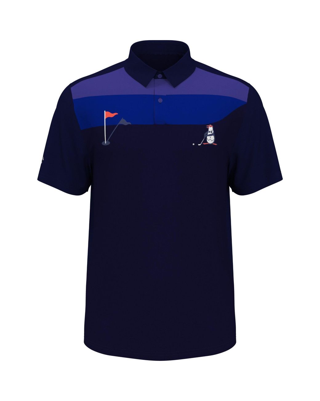 Original Penguin Blue Pete On The Green Block Print Golf Polo Shirt In Black Iris for men