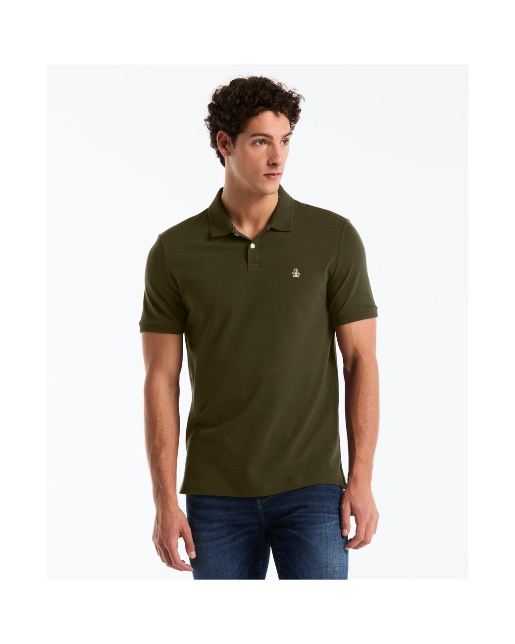 Original Penguin Green Daddy Pique Polo In Dusty Olive for men