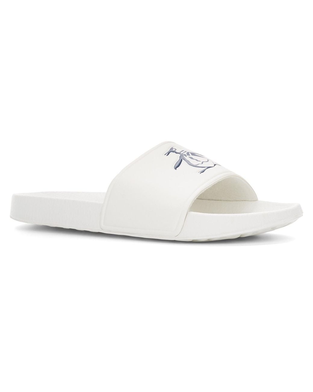 Original Penguin Logo Pier Slider Sandal In White for men