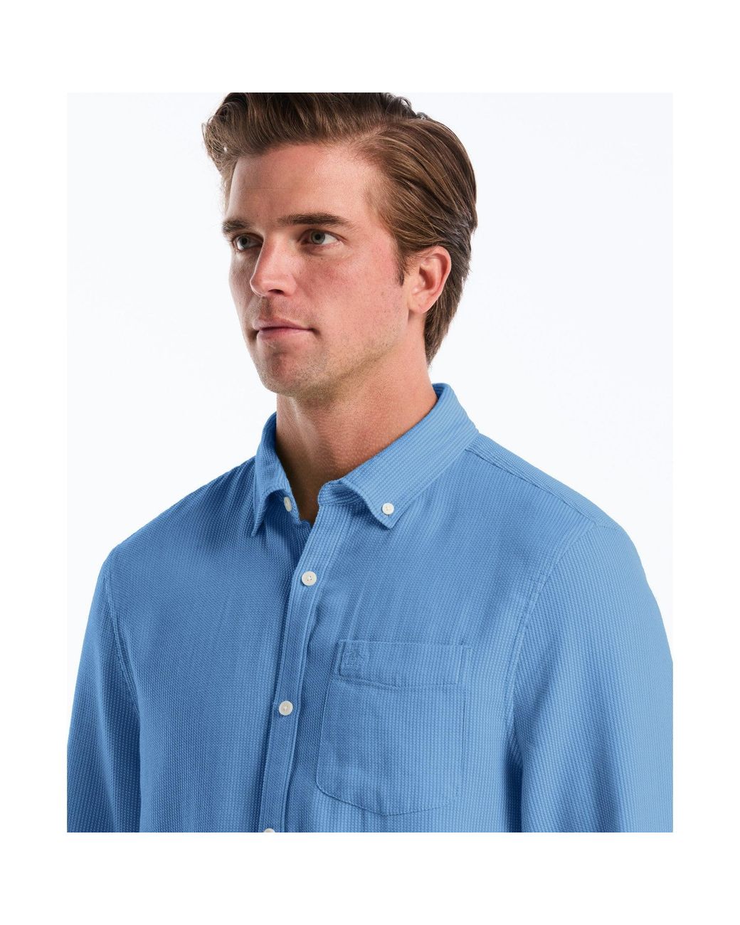 Original Penguin Waffle Dobby Shirt In Copen Blue for men