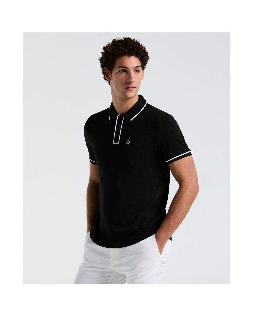 Original Penguin Earl Pique Polo Shirt In True Black for men
