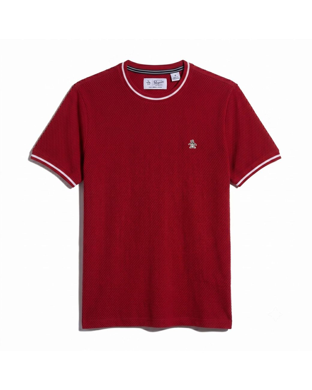 Original Penguin Jacquard Honeycomb Texture T-shirt In Red for men