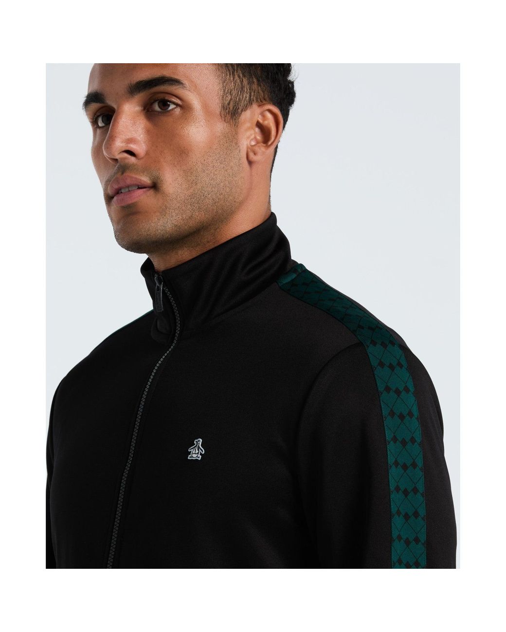 Original Penguin Double Knit Track Jacket In True Black for men