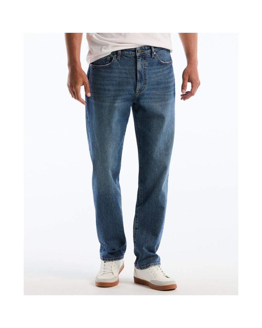 Original Penguin Blue Straight Fit Jeans In Medium Indigo for men