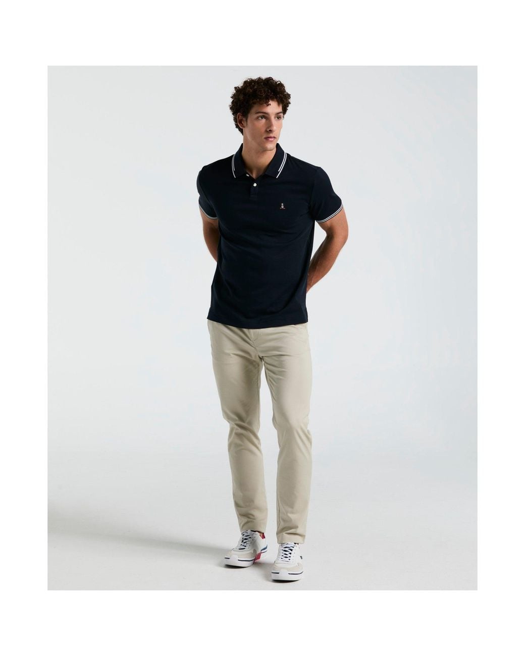 Original Penguin Blue Icons Tipped Polo Shirt In Dark Sapphire for men