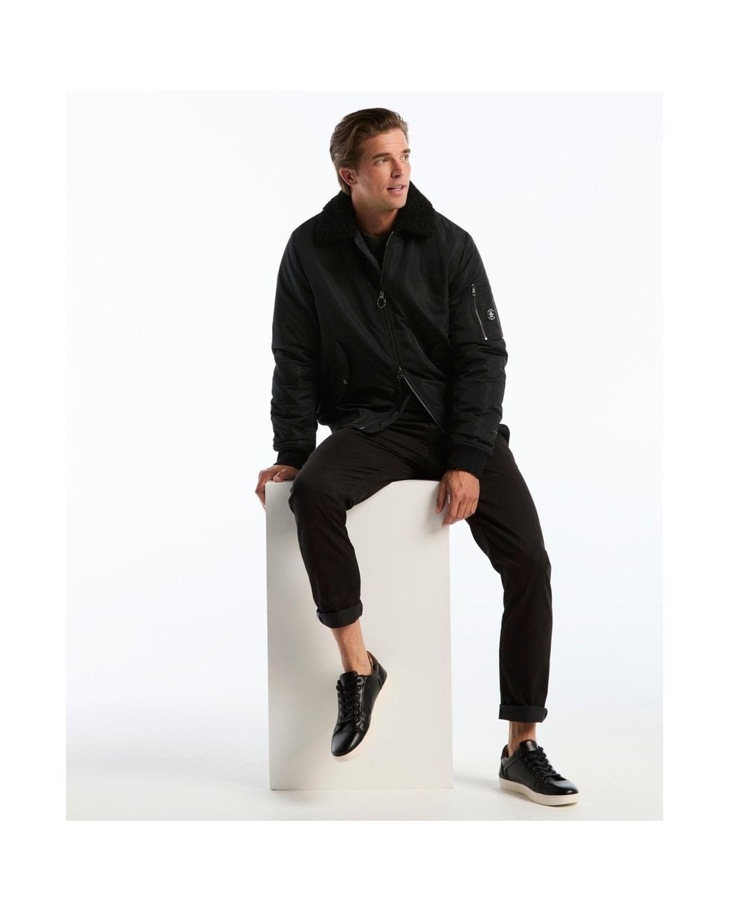Original Penguin Insulated Aviator Jacket In True Black for men