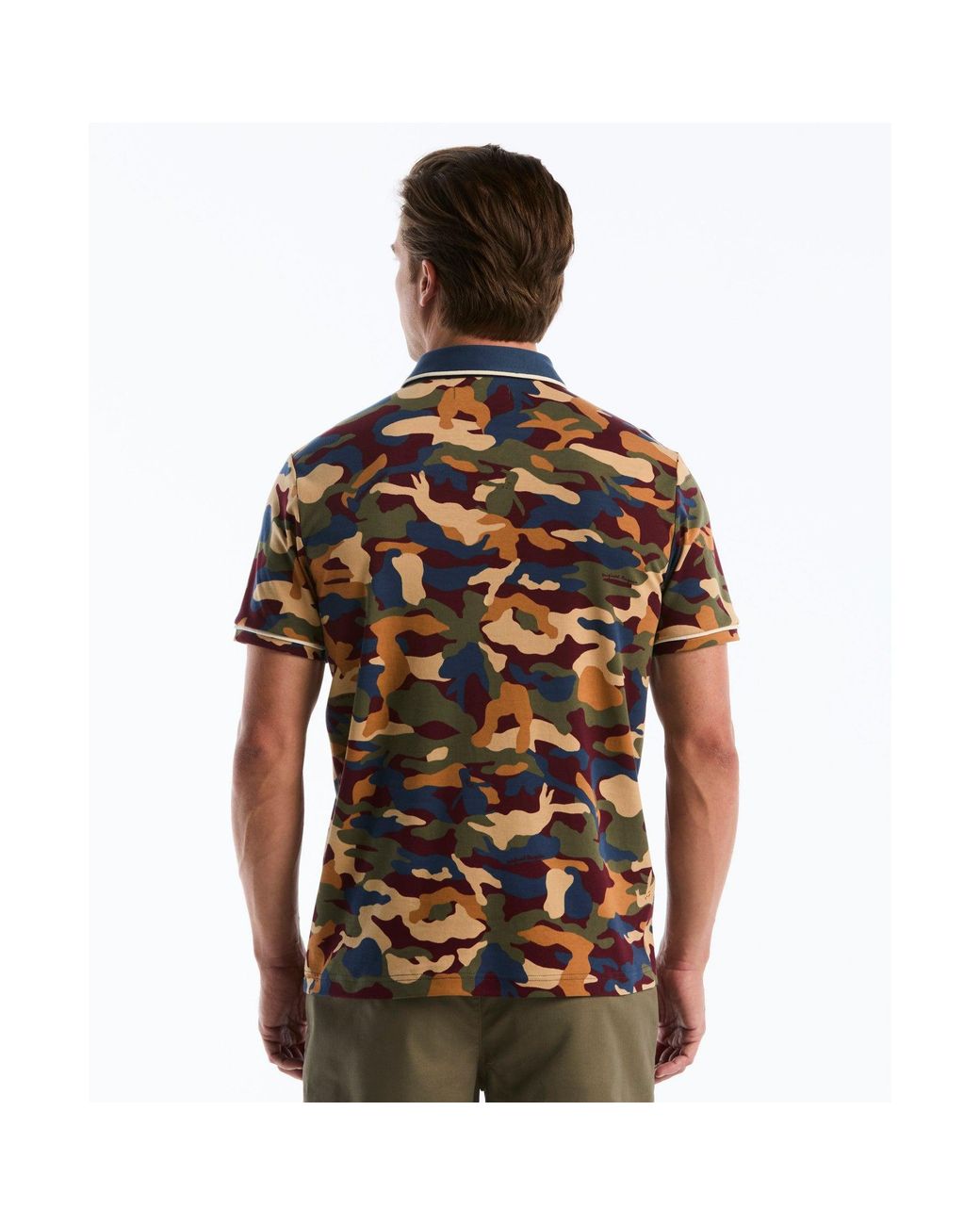 Original Penguin Black Earl Camo Print Polo In Sargasso Sea for men