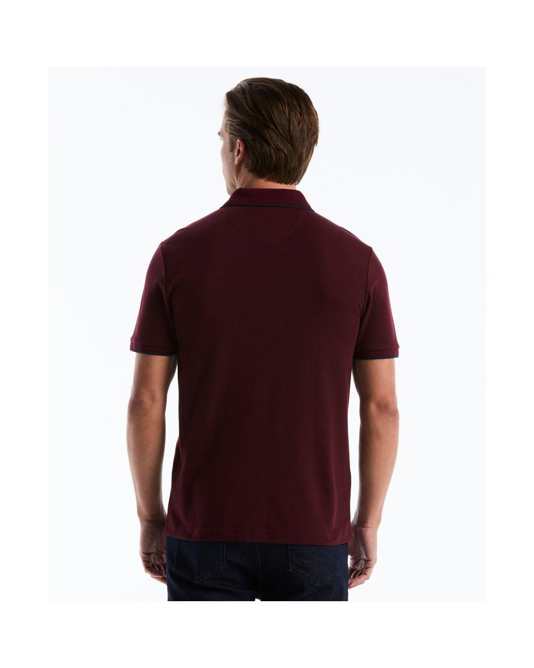 Original Penguin Black Raised Ottoman Vertical Stripe Polo In Port Royale for men