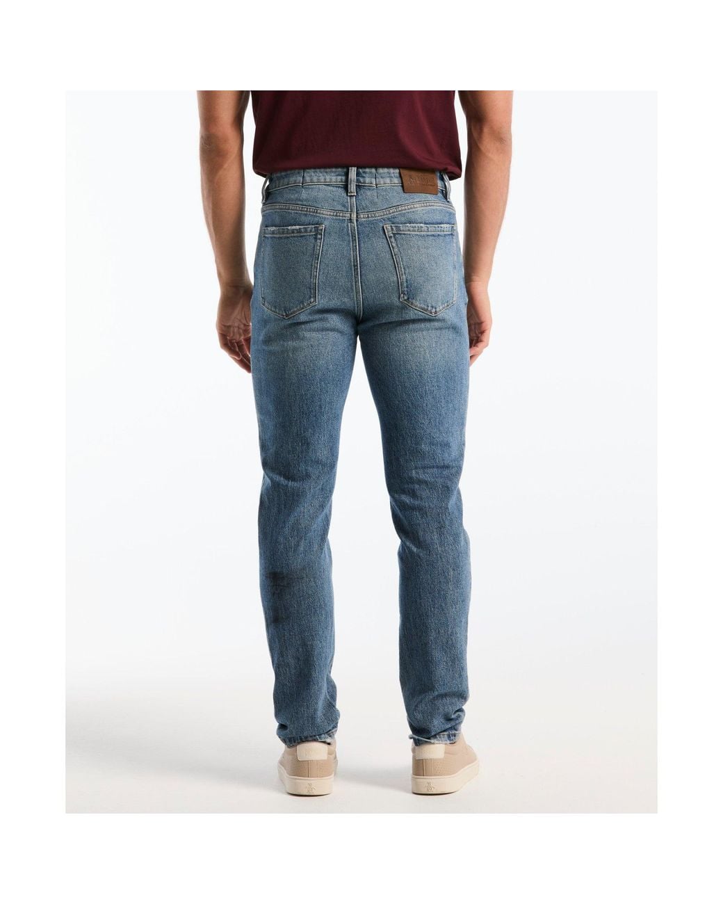 Original Penguin Red Straight Fit Jeans In Light Wash for men