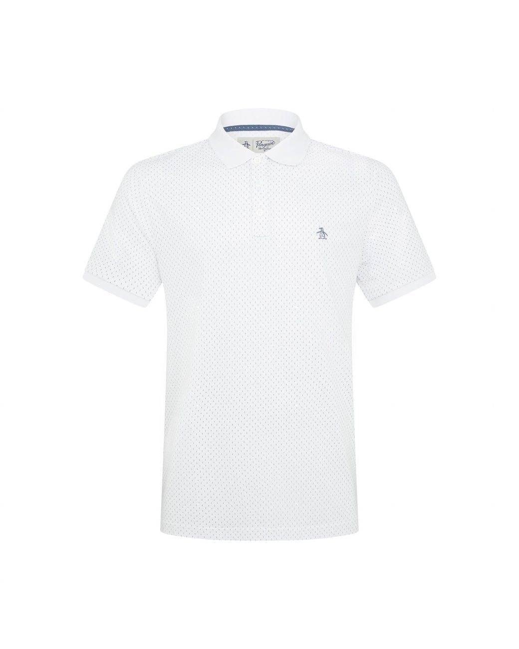 Original Penguin White Dobby Printed Short Sleeve Polo Shirt for men