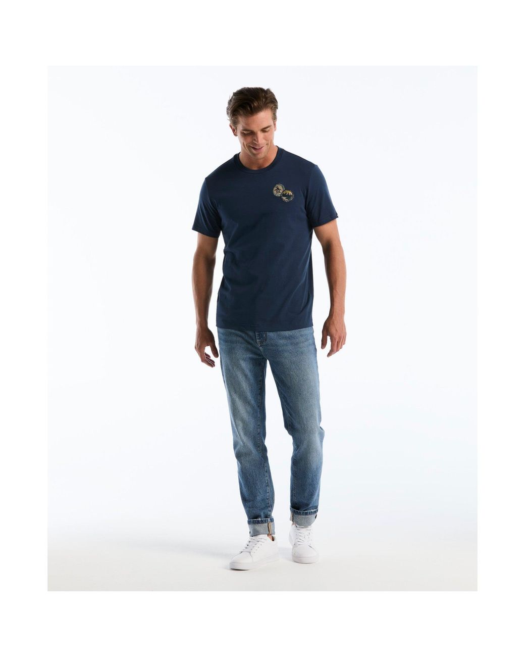 Original Penguin Blue Bottle Cap Graphic T-shirt In Sargasso Sea for men