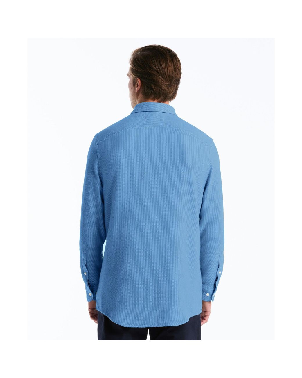 Original Penguin Waffle Dobby Shirt In Copen Blue for men