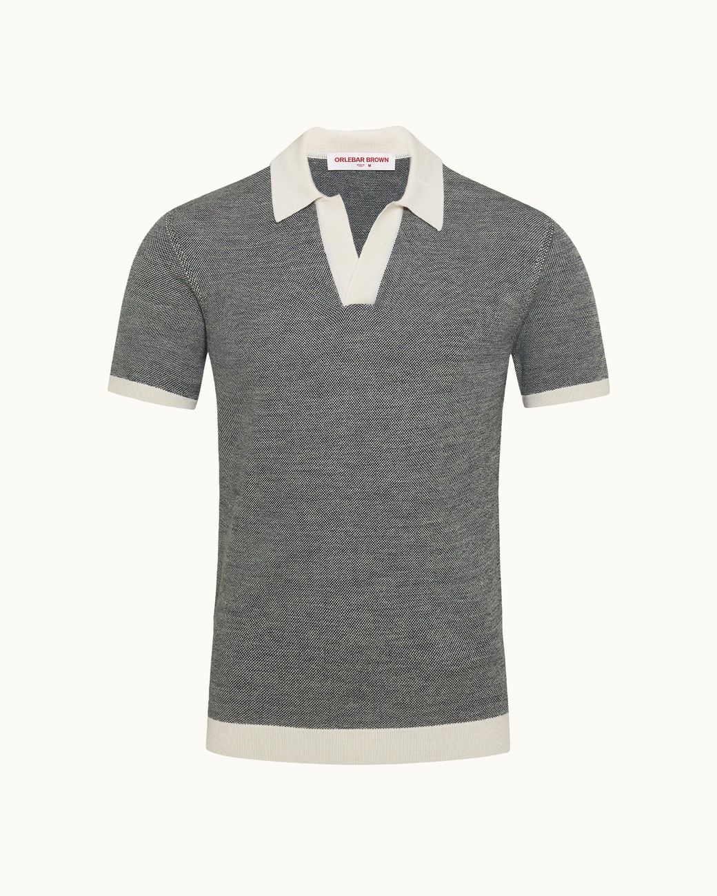 Orlebar Brown Gray Contrast Polo Shirt Luxury Summer Knit for men