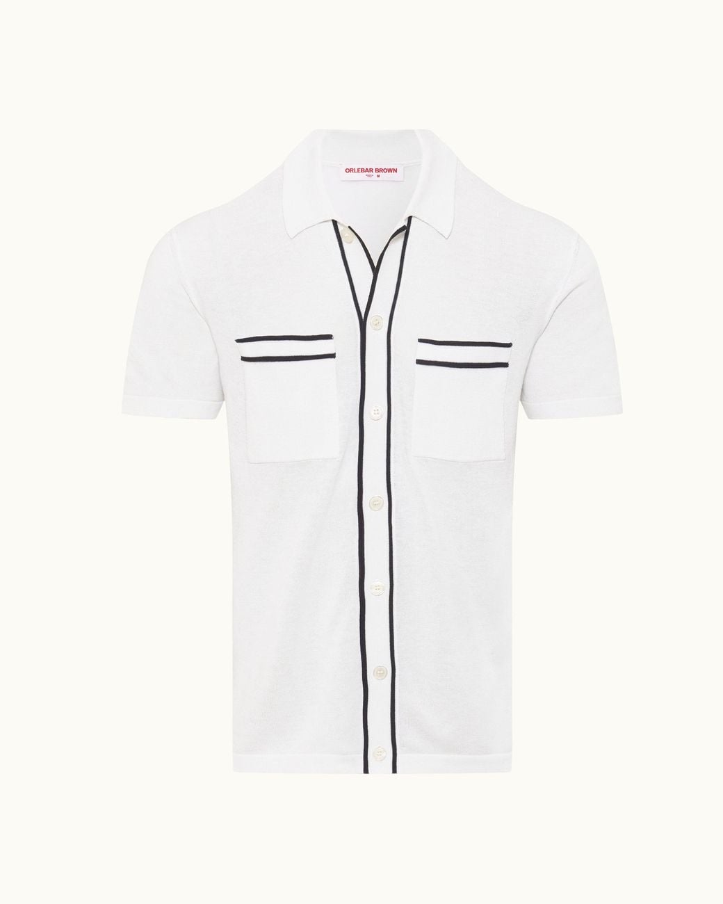 Orlebar Brown White Luxury Cotton Silk Knitted Shirt for men