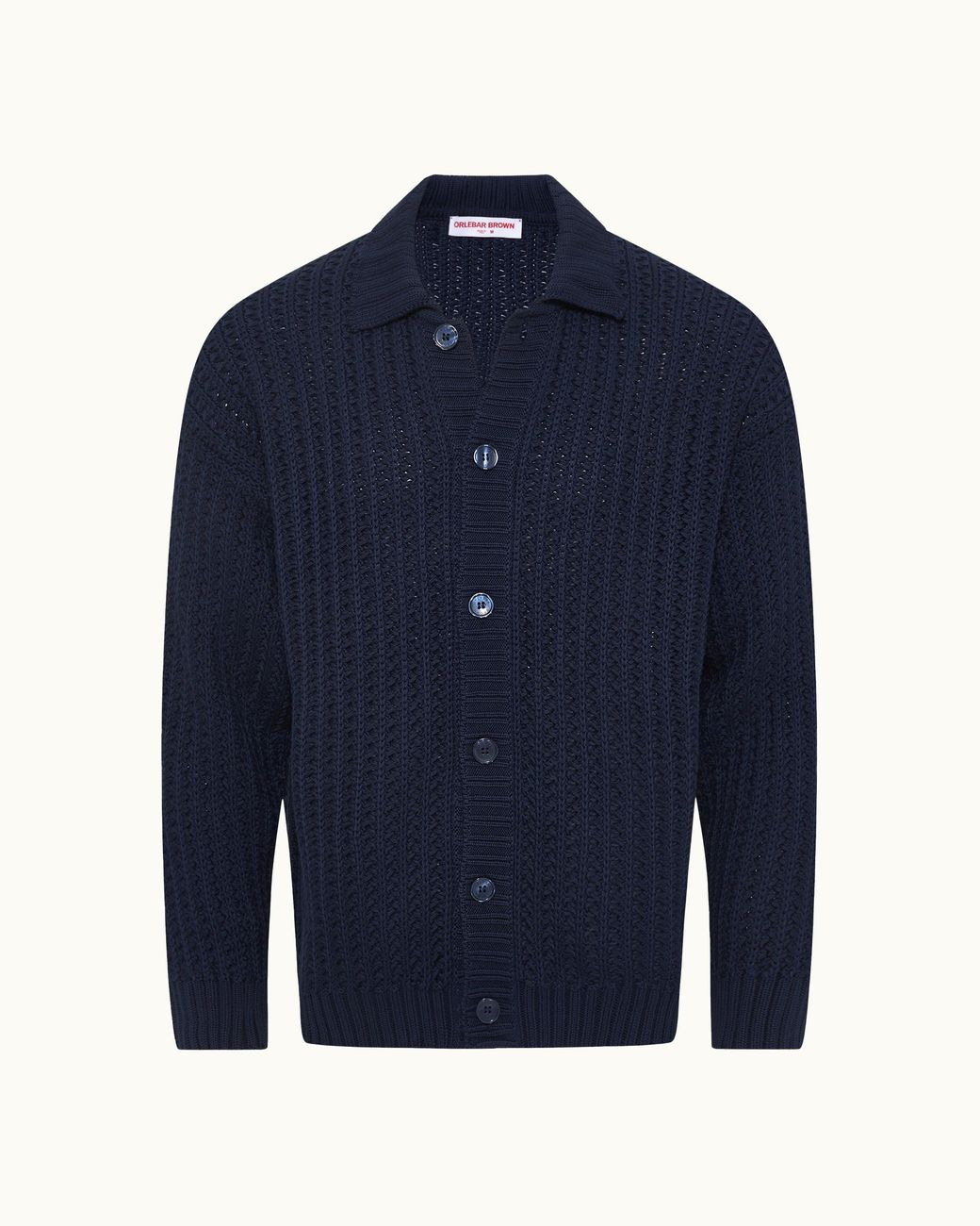 Orlebar Brown Blue Dark Crochet Knitted Shirt for men