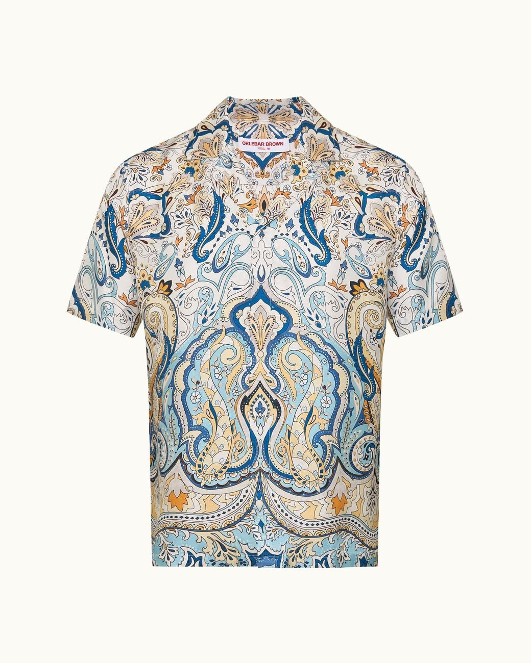 Orlebar Brown Blue Multi Printed Silk Shirt for men
