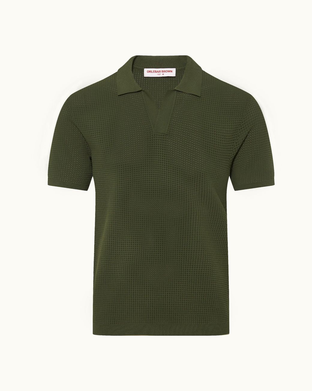 Orlebar Brown Green Mesh Stitch Polo Shirt Relaxed Resort Polo For for men