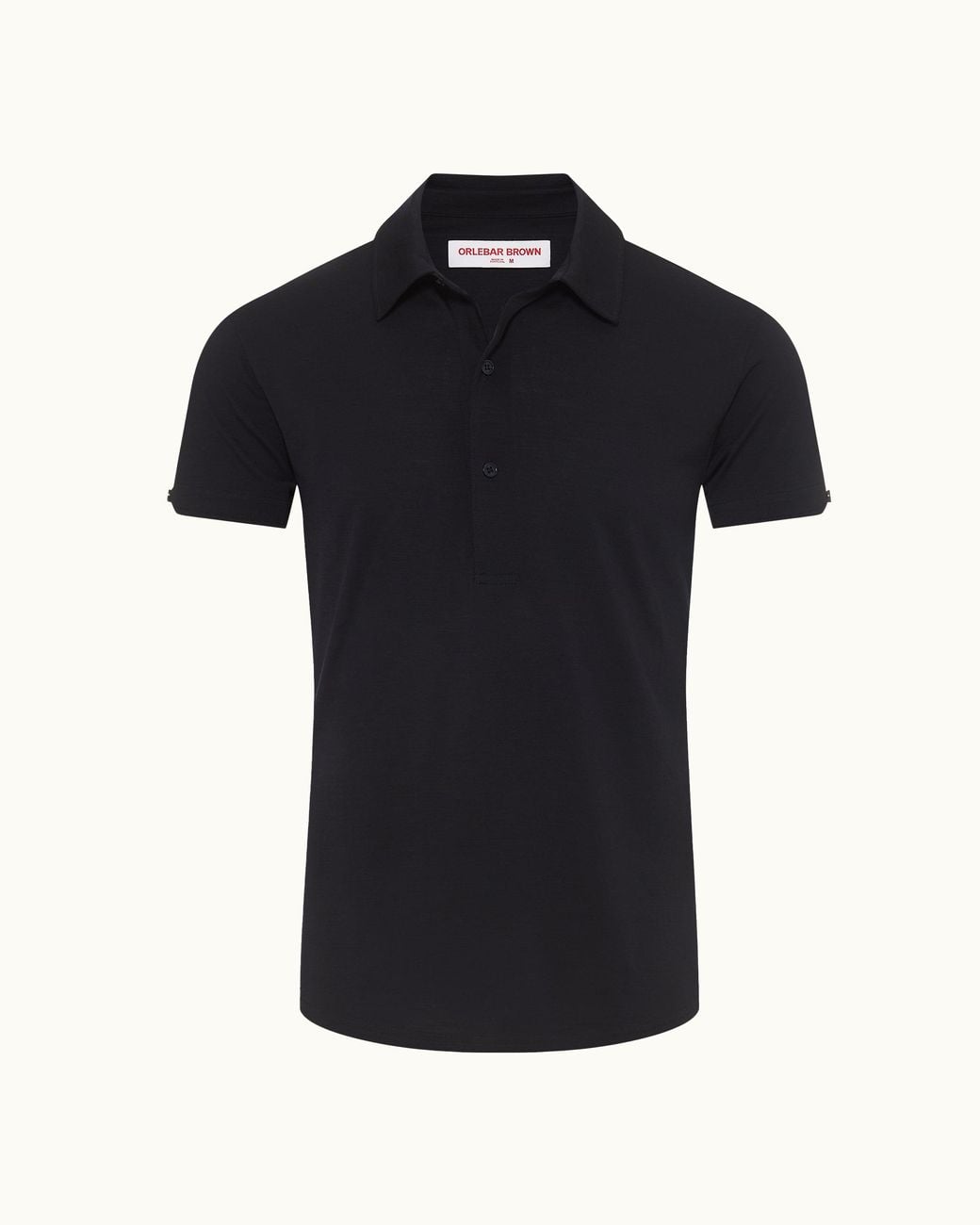 Orlebar Brown Black Tailored Fit Linen Polo Shirt for men