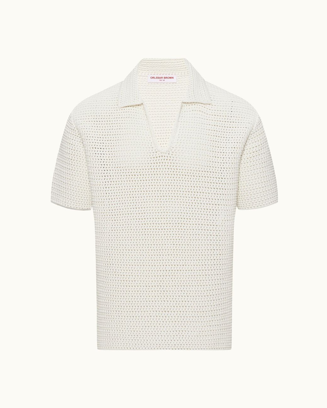 Orlebar Brown White Crochet Effect Organic Cotton Polo Shirt for men