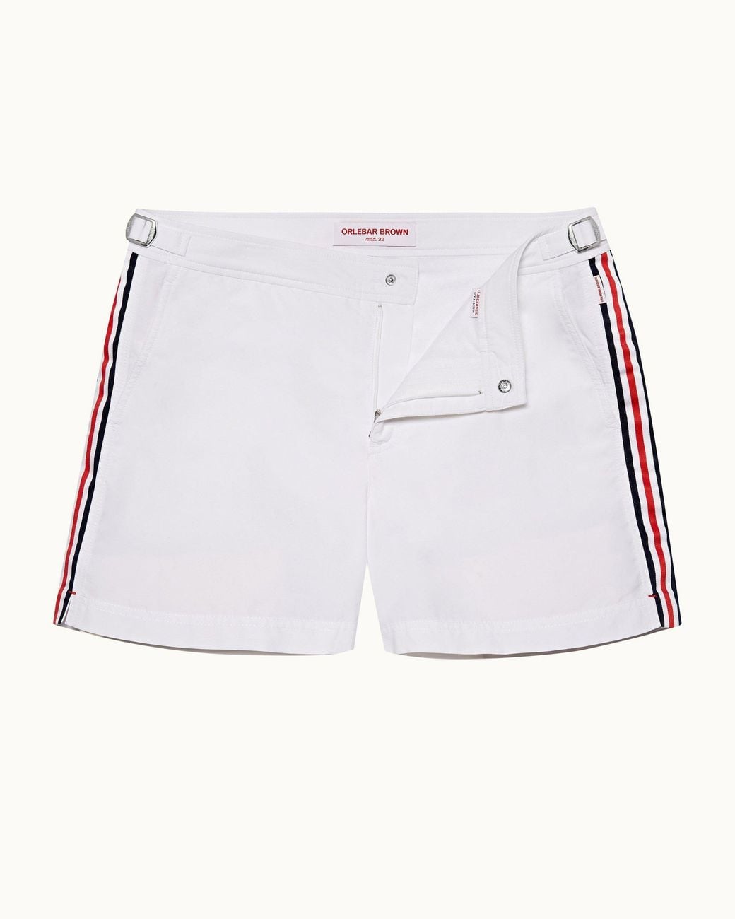 Orlebar Brown White Shorter-length Tape Stripe Swim Shorts for men