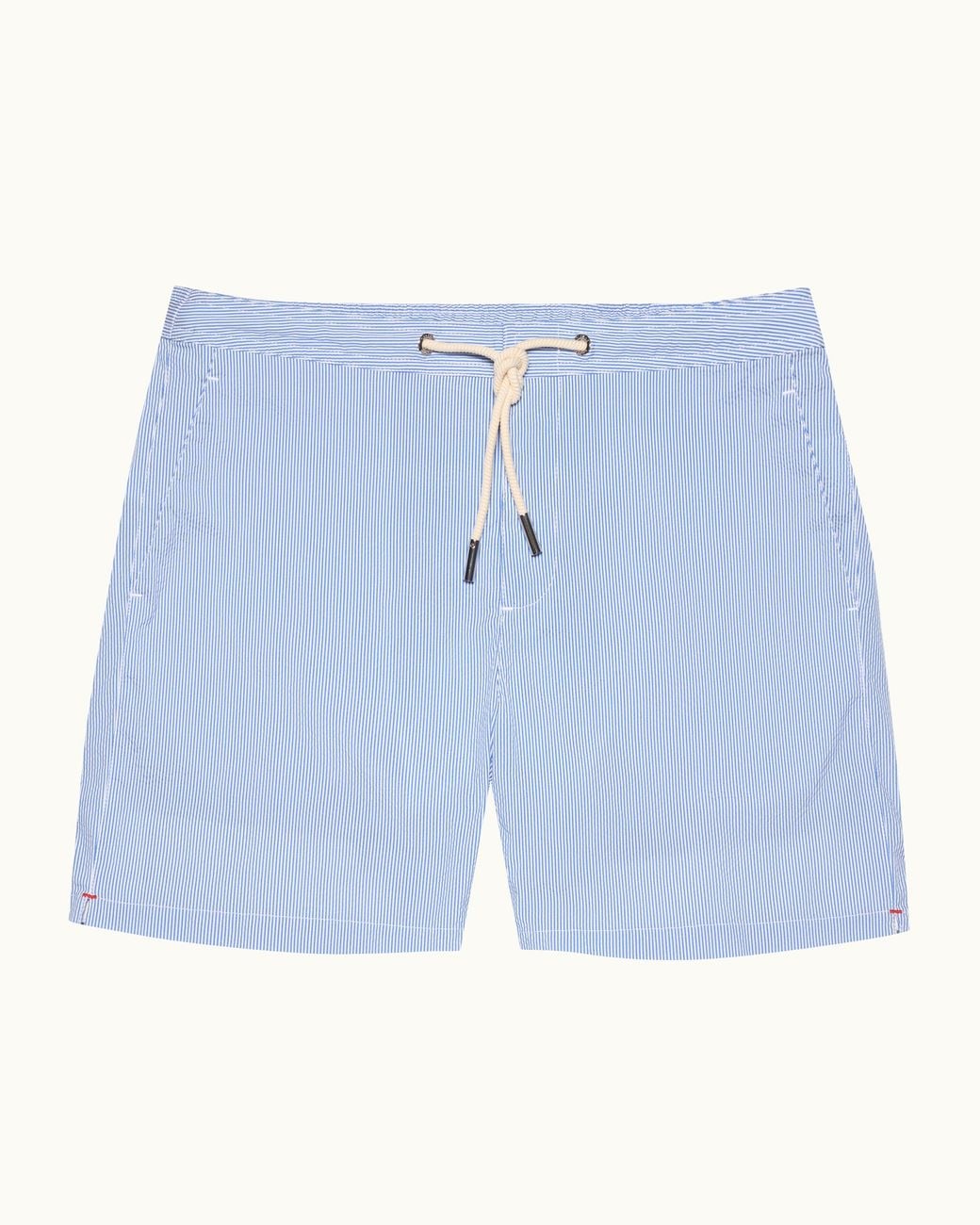 Orlebar Brown Blue Mid-Length Seersucker Stripe Drawcord Swim Shorts for men